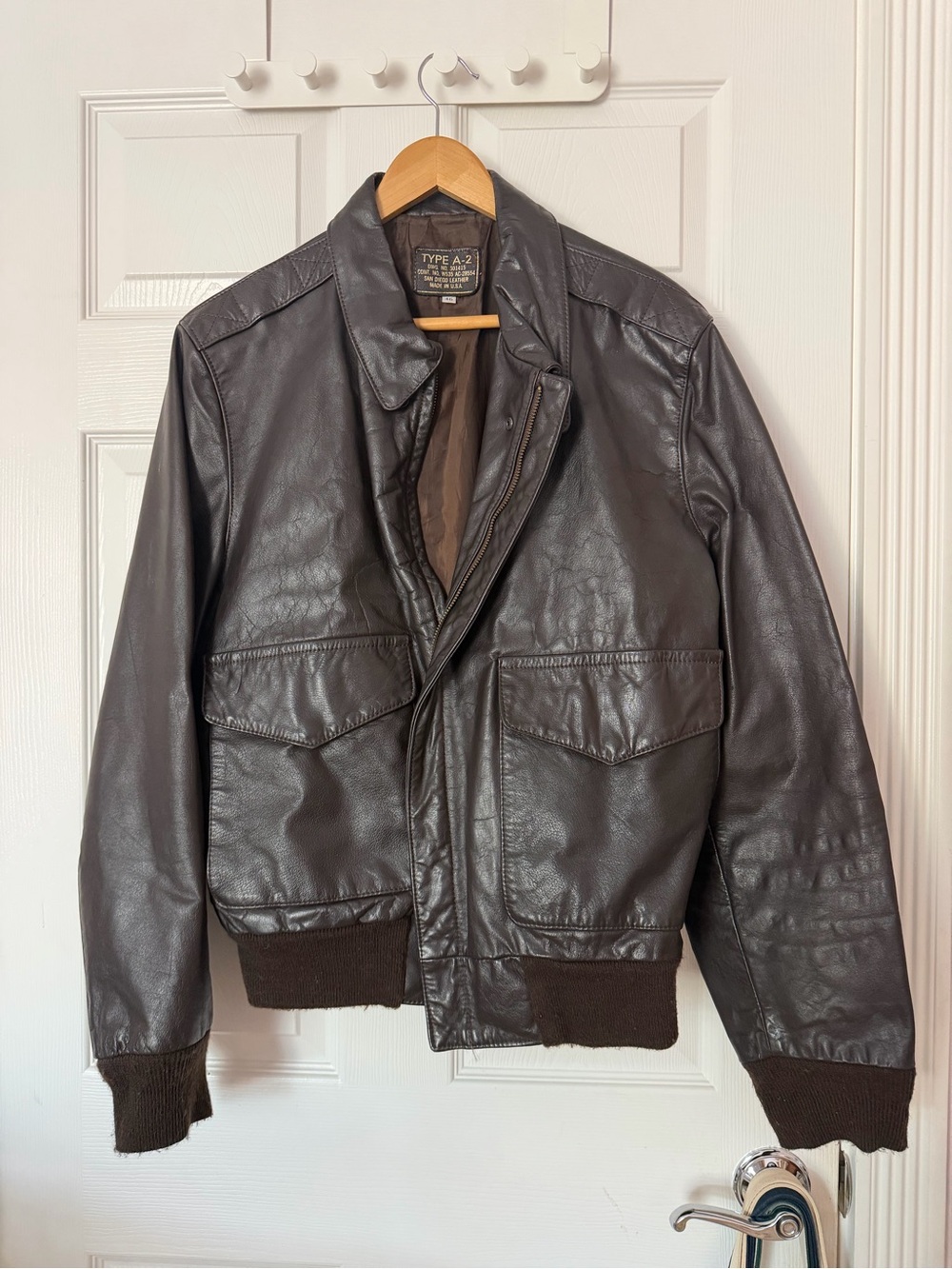 Brown Leather Bomber Jacket - Type A-2 Style
